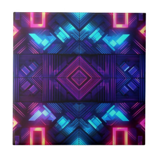 Pink-Linked Blue Geometric Ceramic Tile