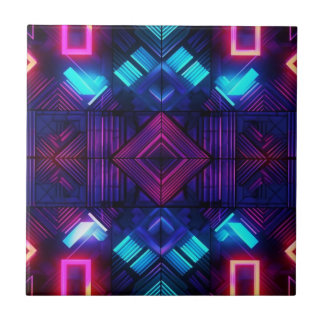 Pink-Linked Blue Geometric Ceramic Tile