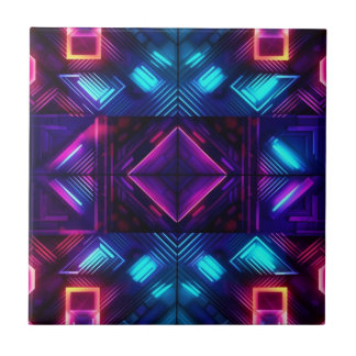Pink-Linked Blue Geometric Ceramic Tile