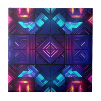 Pink-Linked Blue Geometric Ceramic Tile