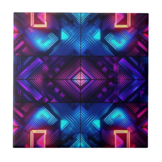 Pink-Linked Blue Geometric Ceramic Tile