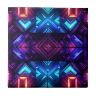 Pink-Linked Blue Geometric Ceramic Tile