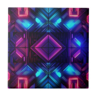 Pink-Linked Blue Geometric Ceramic Tile