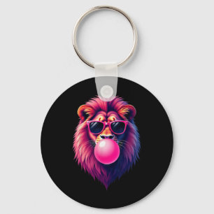 Pink Lion Blowing Bubble Gum Key Ring