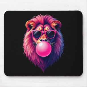Pink Lion Blowing Bubble Gum Mouse Mat