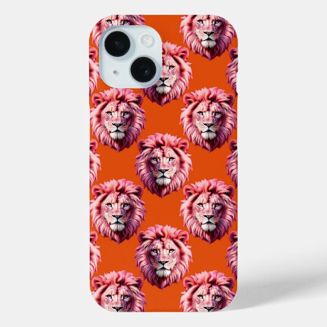 Pink Lion Head Animal Pattern Design Orange  Case-Mate iPhone Case (Back)
