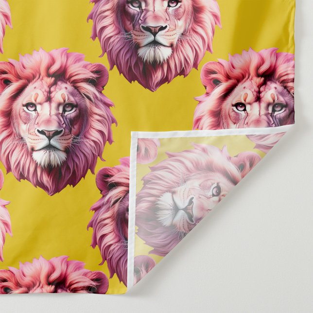 Pink Lion Head Animal Pattern Design Yellow  Tapestry (Creator Uploaded)