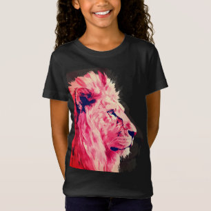 Pink Lion Majesty on Black Canvas T-Shirt