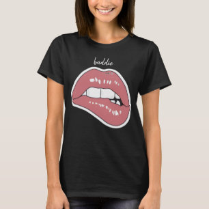 Pink Lip-Bite Aesthetic T-Shirt