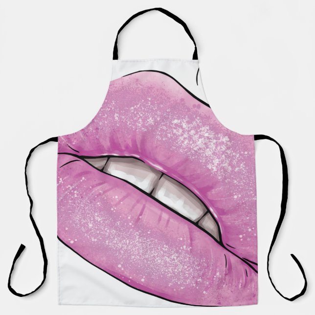Pink lip colour gloss with teeth apron (Front)