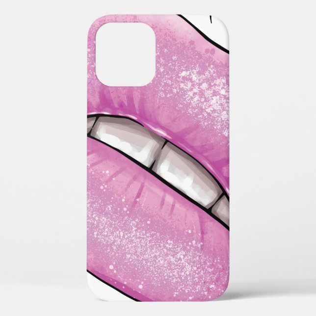 Pink lip colour gloss with teeth Case-Mate iPhone case (Back)