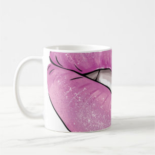 Pink lip colour gloss with teeth coffee mug