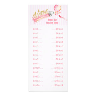 Pink Lip Gloss Makeup Price List Rack Card