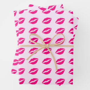 Pink Lip Print Wrapping Paper