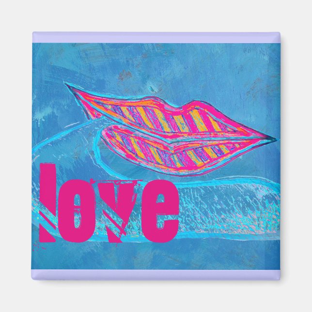 Pink lips and a word baloon or tongue magnet (Front)