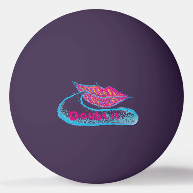 Pink lips and a word baloon or tongue ping pong ball (Front)