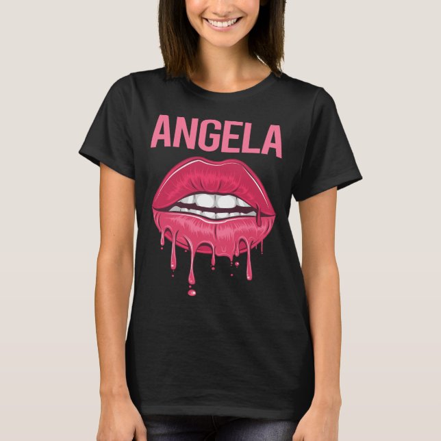 Pink Lips - Angela Name T-Shirt (Front)