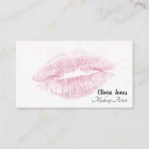 Pink Lips Background Makeup Artist Business Card