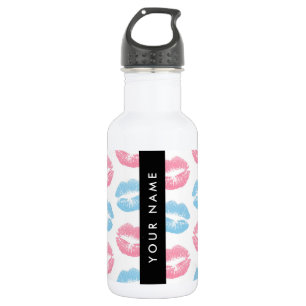 Pink Lips, Blue Lips, Kiss, Your Name, Personalise 532 Ml Water Bottle