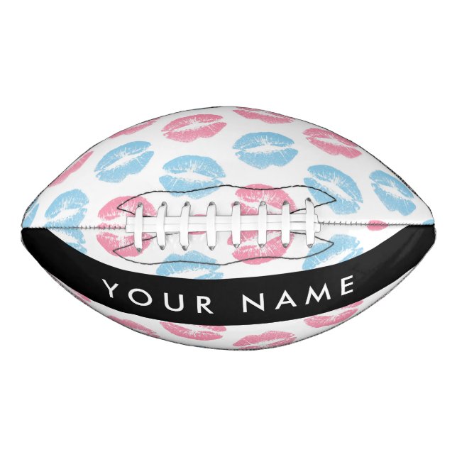 Pink Lips, Blue Lips, Kiss, Your Name, Personalise American Football (Front)