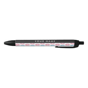 Pink Lips, Blue Lips, Kiss, Your Name, Personalise Black Ink Pen