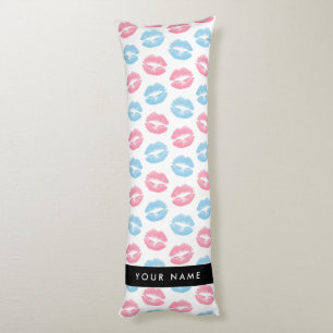 Pink Lips, Blue Lips, Kiss, Your Name, Personalise Body Cushion