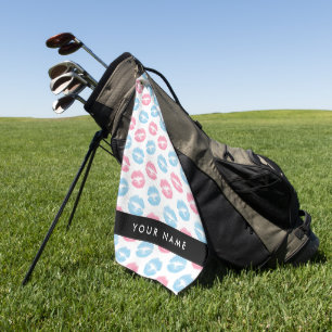 Pink Lips, Blue Lips, Kiss, Your Name, Personalise Golf Towel