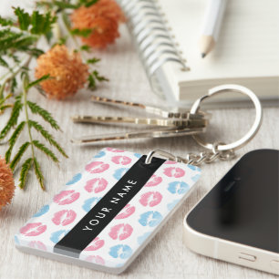 Pink Lips, Blue Lips, Kiss, Your Name, Personalise Key Ring
