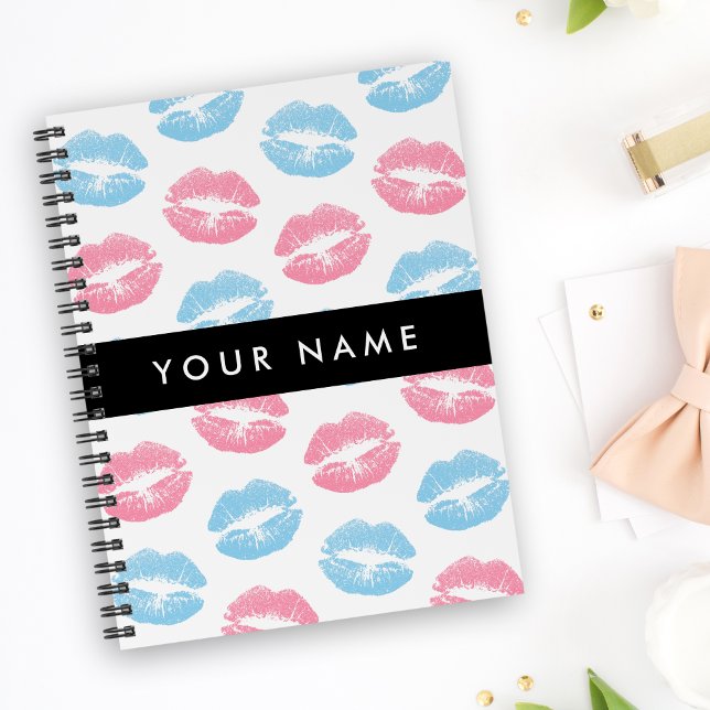 Pink Lips, Blue Lips, Kiss, Your Name, Personalise Notebook (Creator Uploaded)