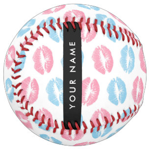 Pink Lips, Blue Lips, Kiss, Your Name, Personalise Softball