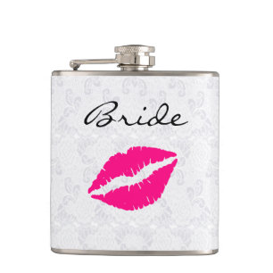 Pink Lips Bride's Drinking Flask