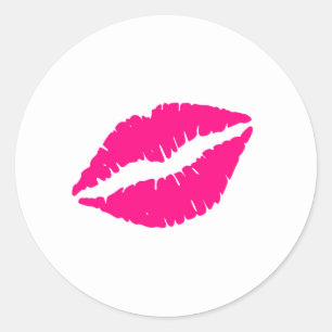 Pink Lips Classic Round Sticker