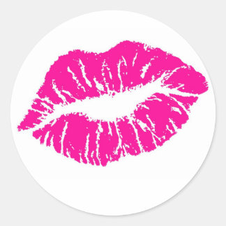 Pink Lips Classic Round Sticker