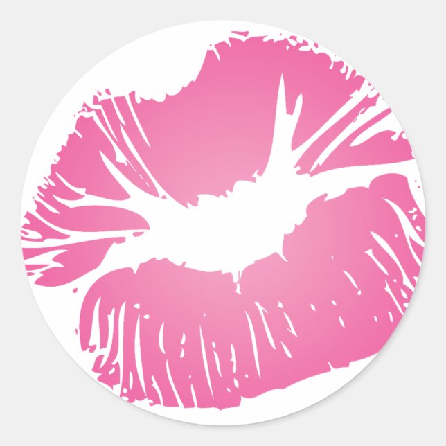 Pink LIps Classic Round Sticker (Front)