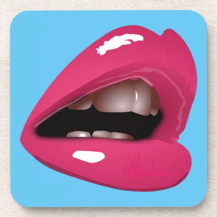 pink lips coaster