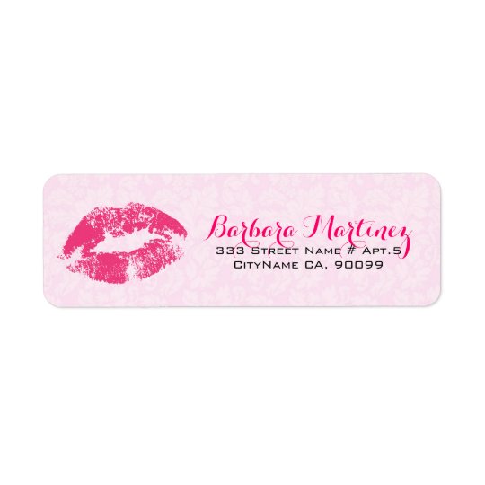 Pink Lips & Damasks Makeup Artist Design Return Address Label