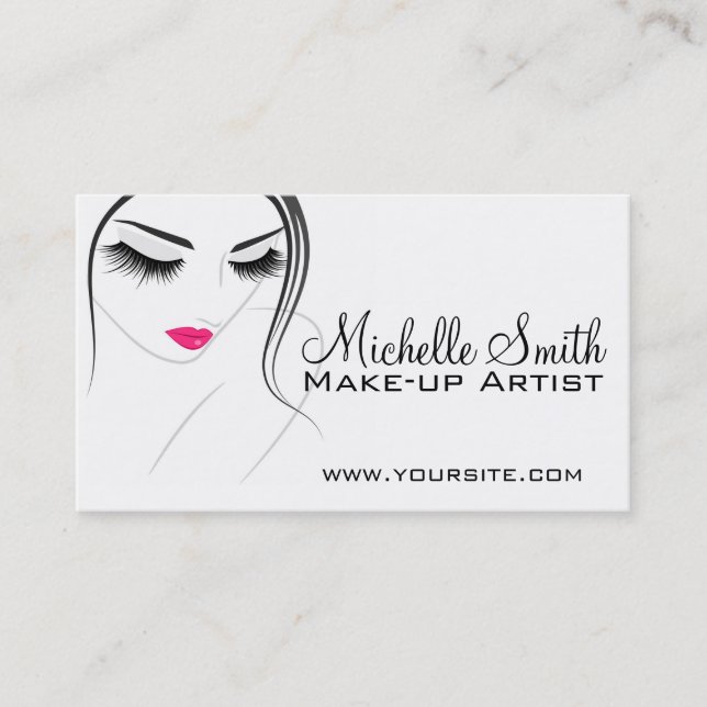 Pink lips Face long lashes Lash Extensions Business Card (Front)