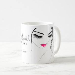 Pink lips Face long lashes Lash Extensions Coffee Mug