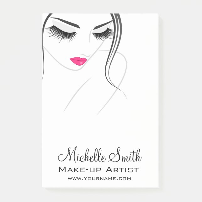 Pink lips Face long lashes Lash Extensions Post-it Notes (Front)