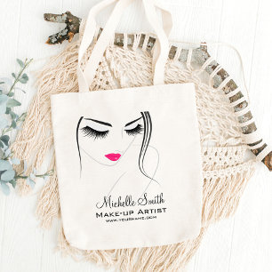 Pink lips Face long lashes Lash Extensions Tote Bag