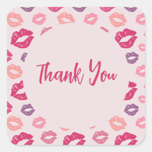 Pink Lips Glam Party Thank You Favour Sticker