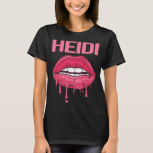 Pink Lips - Heidi Name T-Shirt