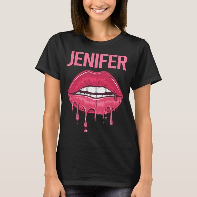 Pink Lips - Jenifer Name T-Shirt (Front)