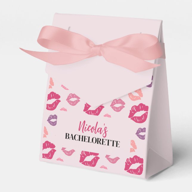 Pink Lips Kiss Bachelorette Party Favour Box (Front Side)