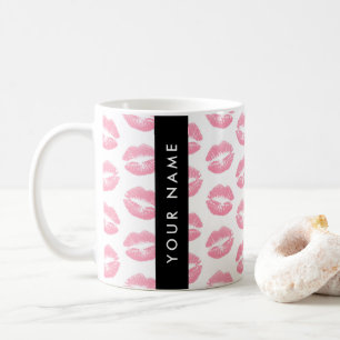 Pink Lips, Kiss, Lipstick, Your Name, Personalise Coffee Mug