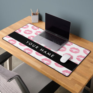 Pink Lips, Kiss, Lipstick, Your Name, Personalise Desk Mat