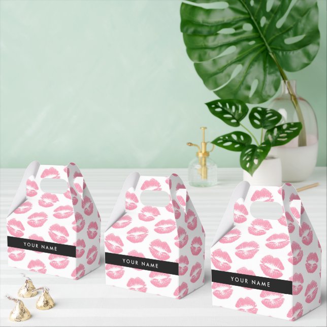 Pink Lips, Kiss, Lipstick, Your Name, Personalise Favour Box (Multiple)