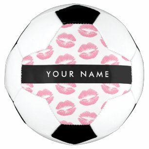 Pink Lips, Kiss, Lipstick, Your Name, Personalise Football
