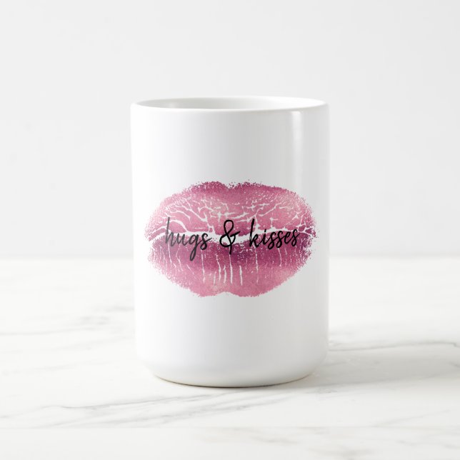 Pink Lips kiss personalised Coffee Mug (Center)