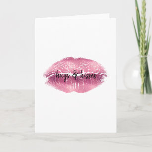 Pink Lips kiss personalized Card
